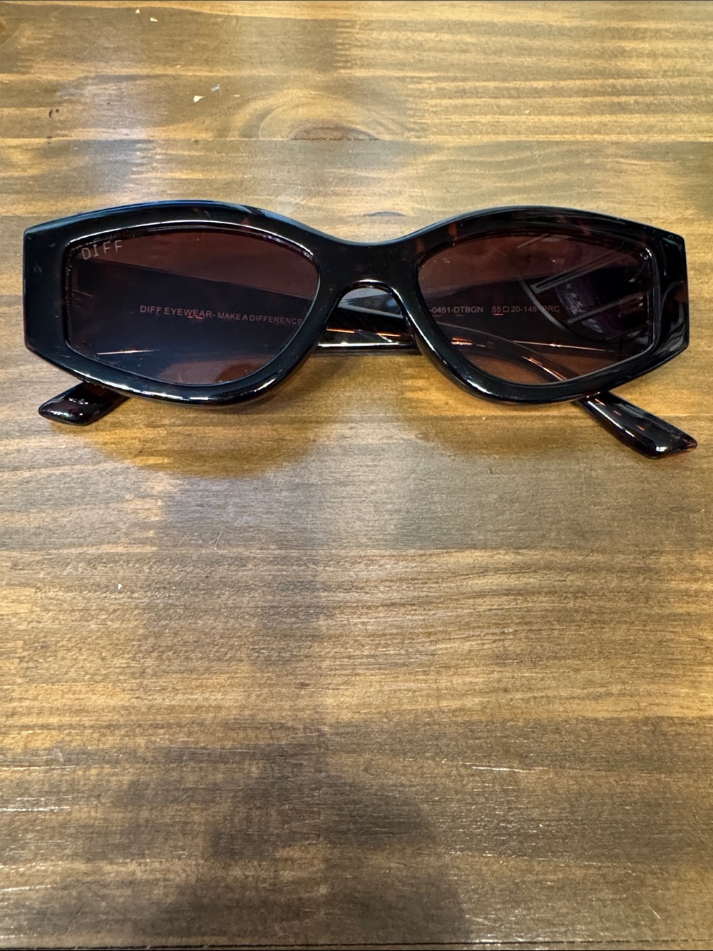 Diff Eyewear Women's Narrow Cat-Eye Sunglasses — Dark Tortoise with Brown Lenses
